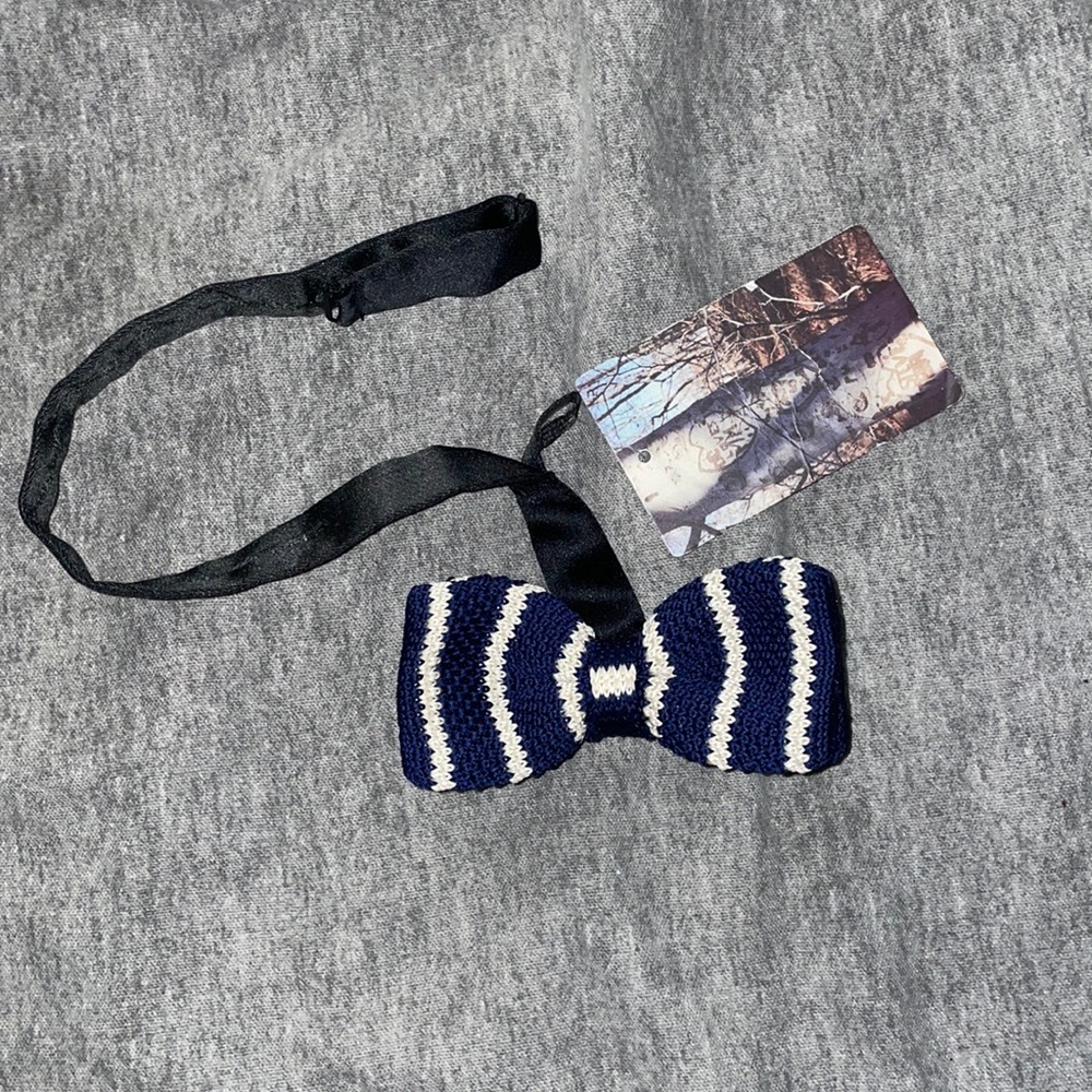 NWT Urban Outfitters Navy and White Striped Bow Tie